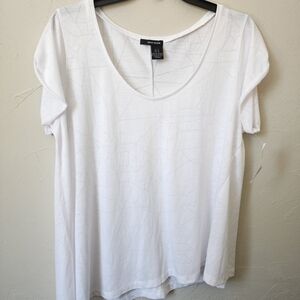 DKNY White Short Sleeve Scoop Neck Tee Size XL